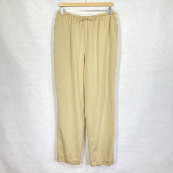 Nordstrom Pull On Lyocell Elastic High Waisted Straight Leg Pants L Beige - Picture 1 of 6